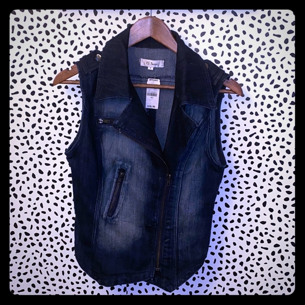 Jean vest asymmetrical neck